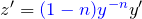 z'=\textcolor{blue}{(1-n)y^{-n}}y'