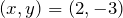 (x,y)=(2,-3)
